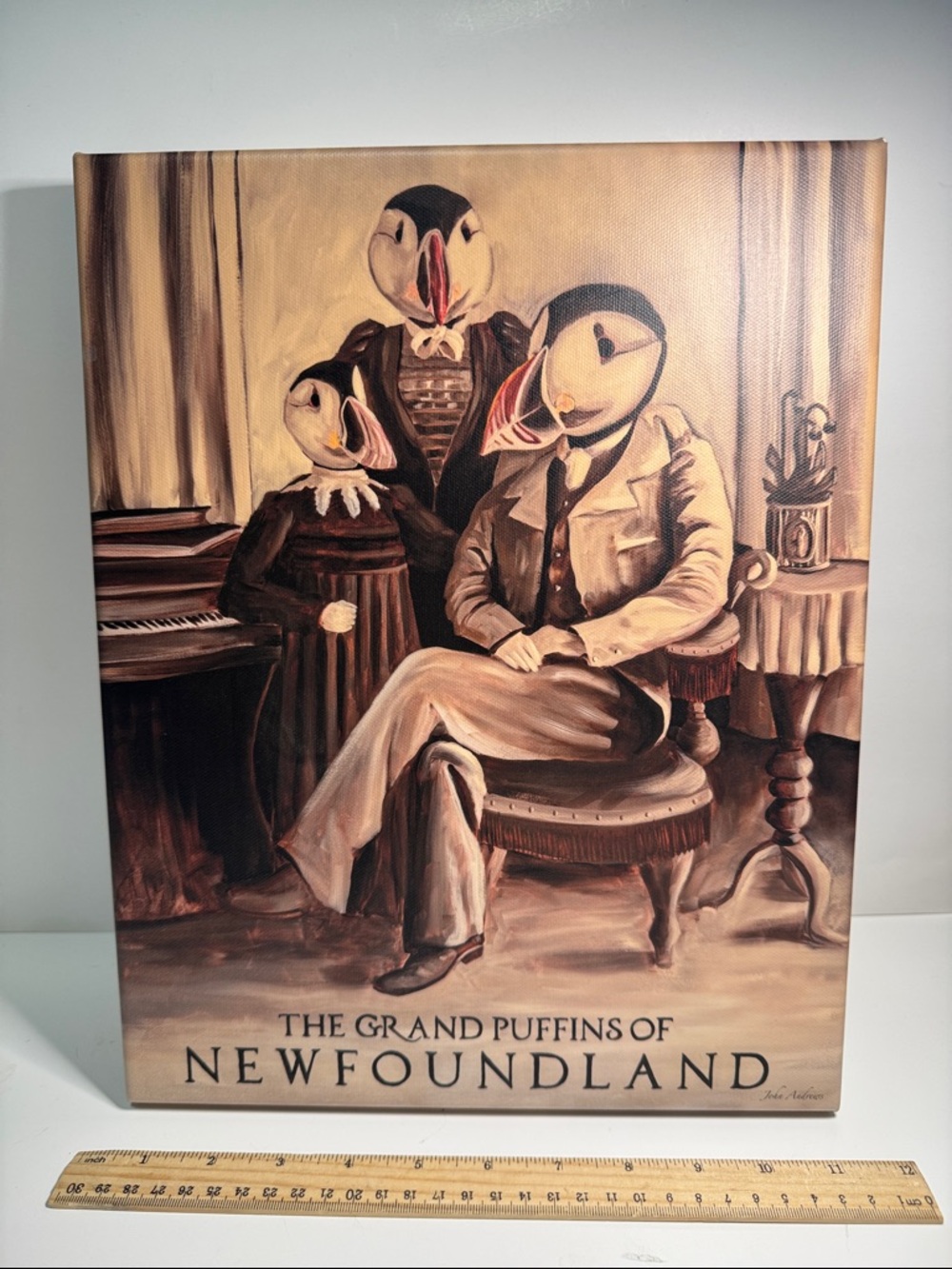 The Grand Puffins of Newfoundland Canvas Art John Andrews Doodlepalooza